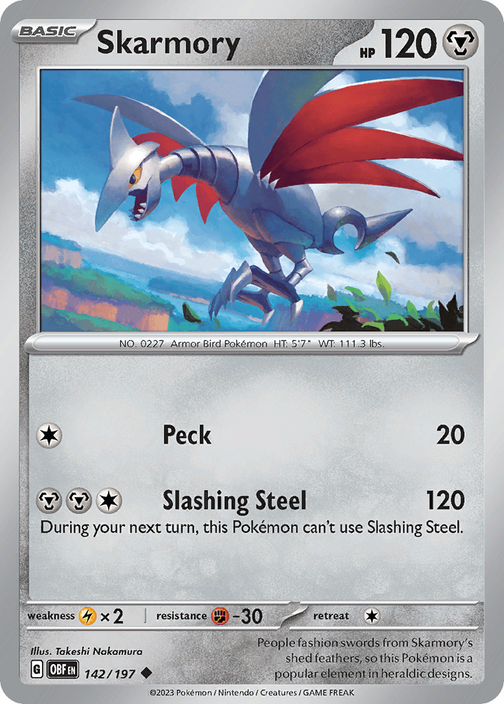 Skarmory — SV03: Obsidian Flames Pokémon TCG card by Takeshi Nakamura