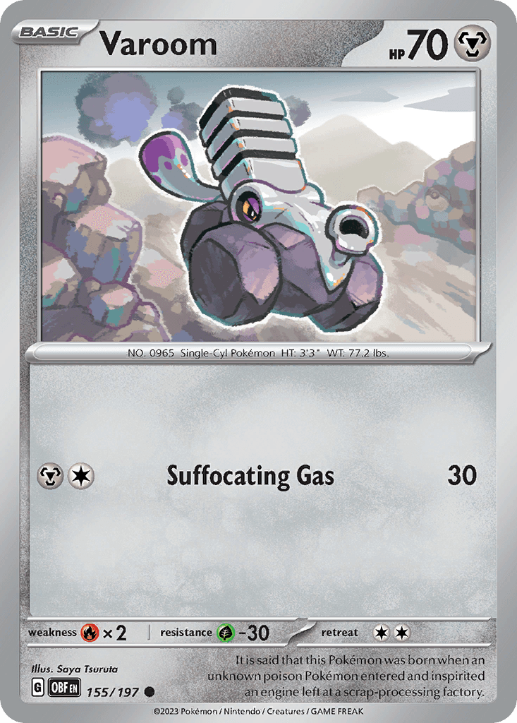 Varoom - 155/197 — SV03: Obsidian Flames Pokémon TCG card by Saya Tsuruta