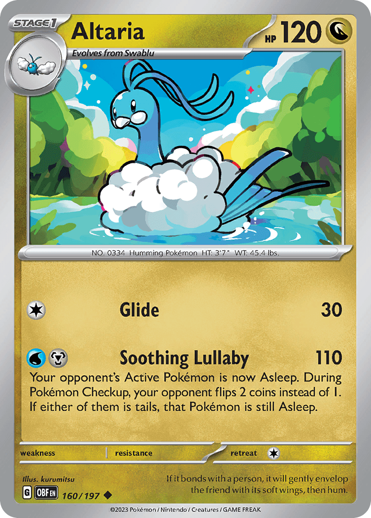Altaria — SV03: Obsidian Flames Pokémon TCG card by kurumitsu