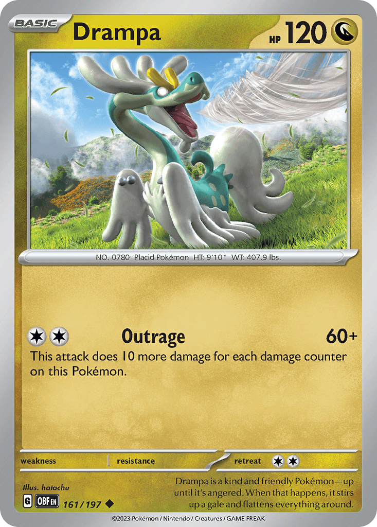 Drampa — SV03: Obsidian Flames Pokémon TCG card by hatachu