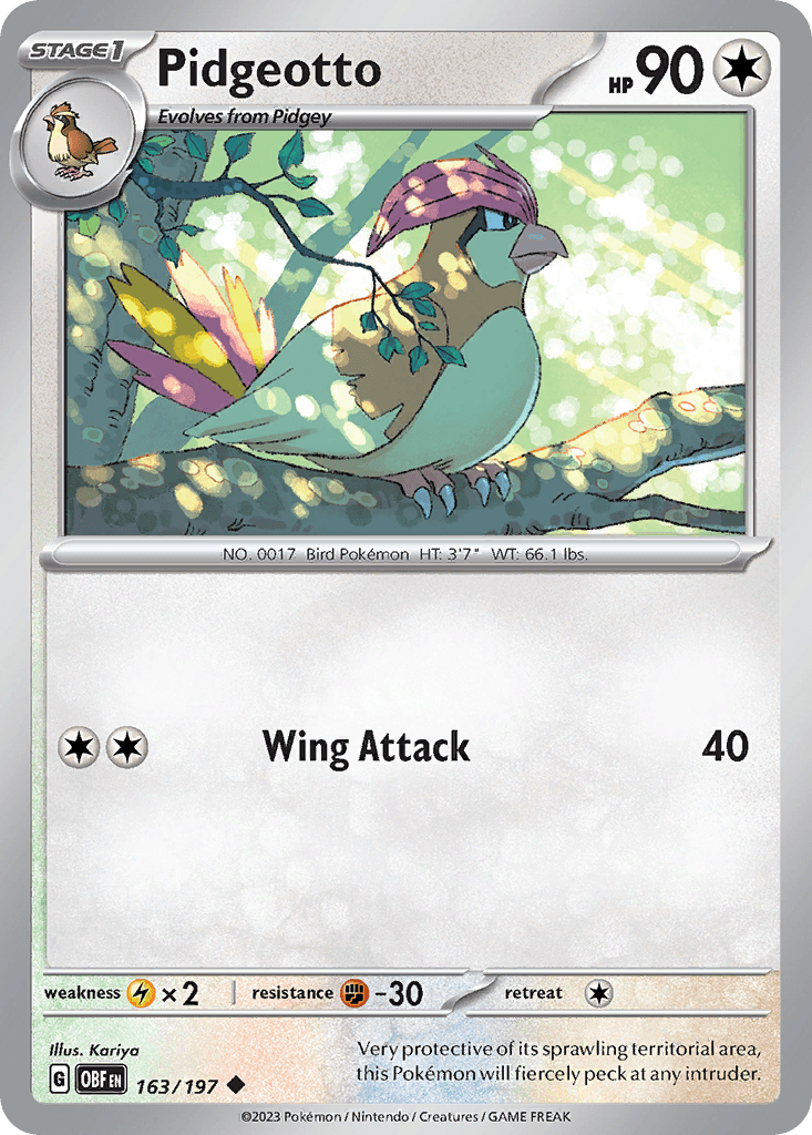 Pidgeotto — SV03: Obsidian Flames Pokémon TCG card by Kariya