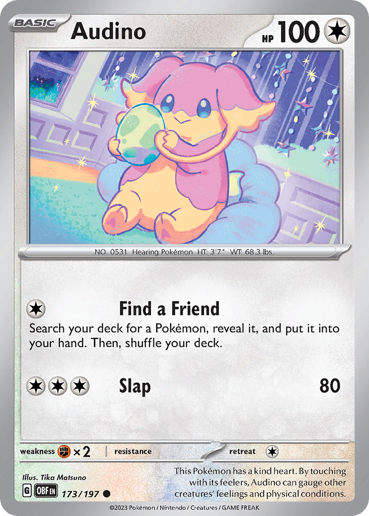 Audino — SV03: Obsidian Flames Pokémon TCG card by Tika Matsuno