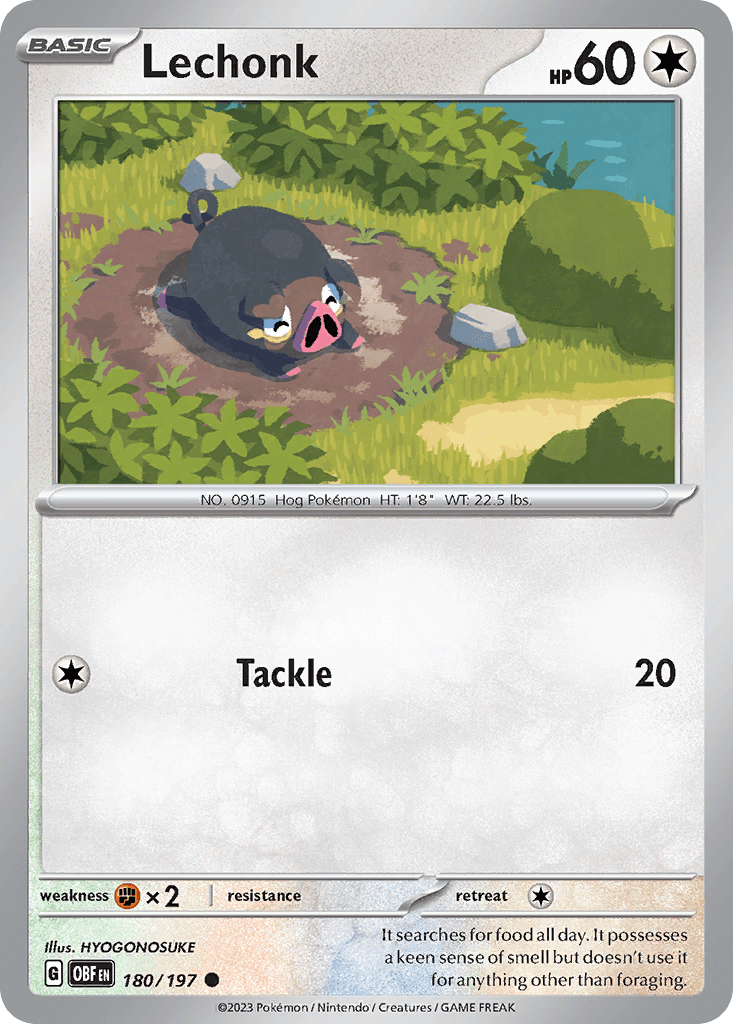 Lechonk - 180/197 — SV03: Obsidian Flames Pokémon TCG card by HYOGONOSUKE