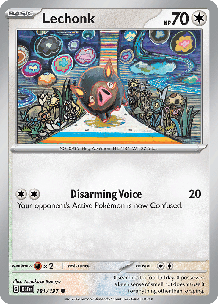 Lechonk - 181/197 — SV03: Obsidian Flames Pokémon TCG card by Tomokazu Komiya