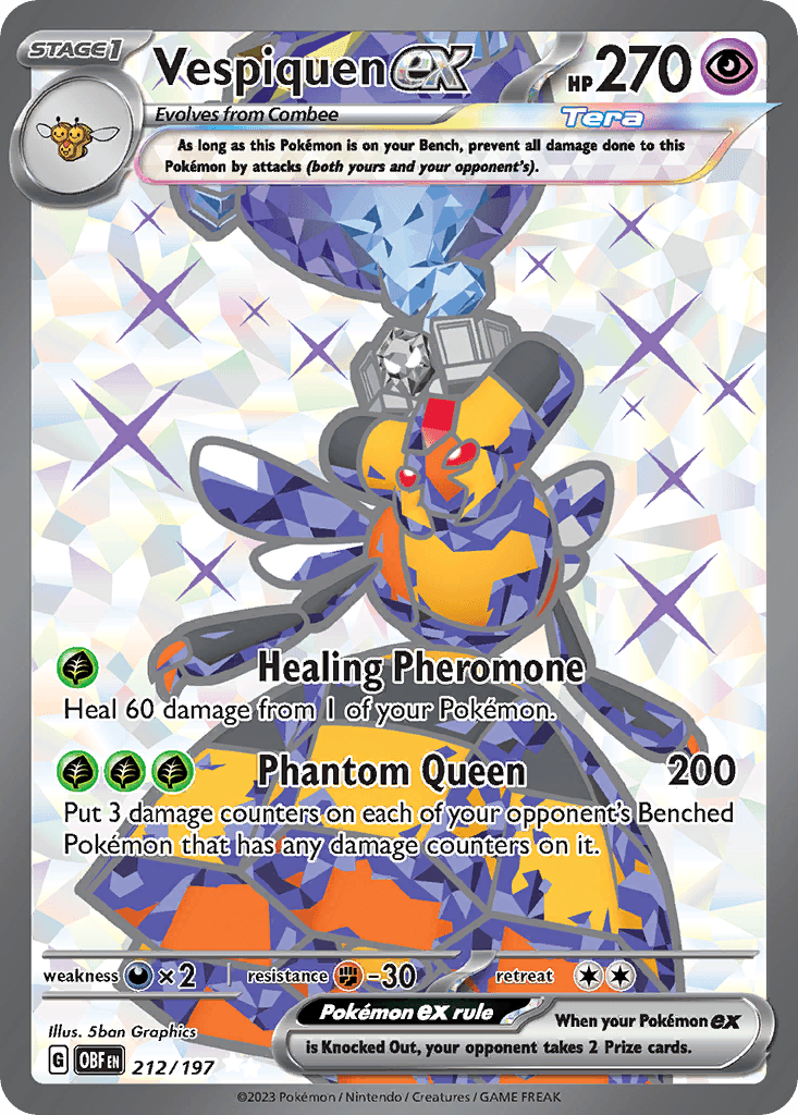 Vespiquen ex - 212/197 — SV03: Obsidian Flames Pokémon TCG card by 5ban Graphics
