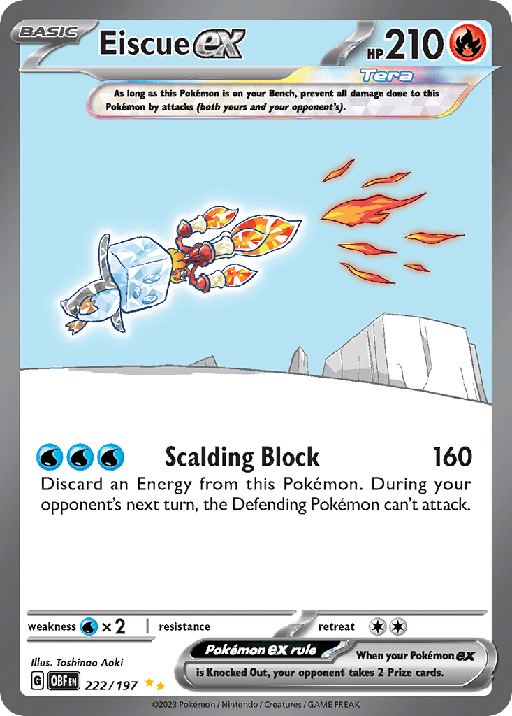 Eiscue ex - 222/197 — SV03: Obsidian Flames Pokémon TCG card by Toshinao Aoki
