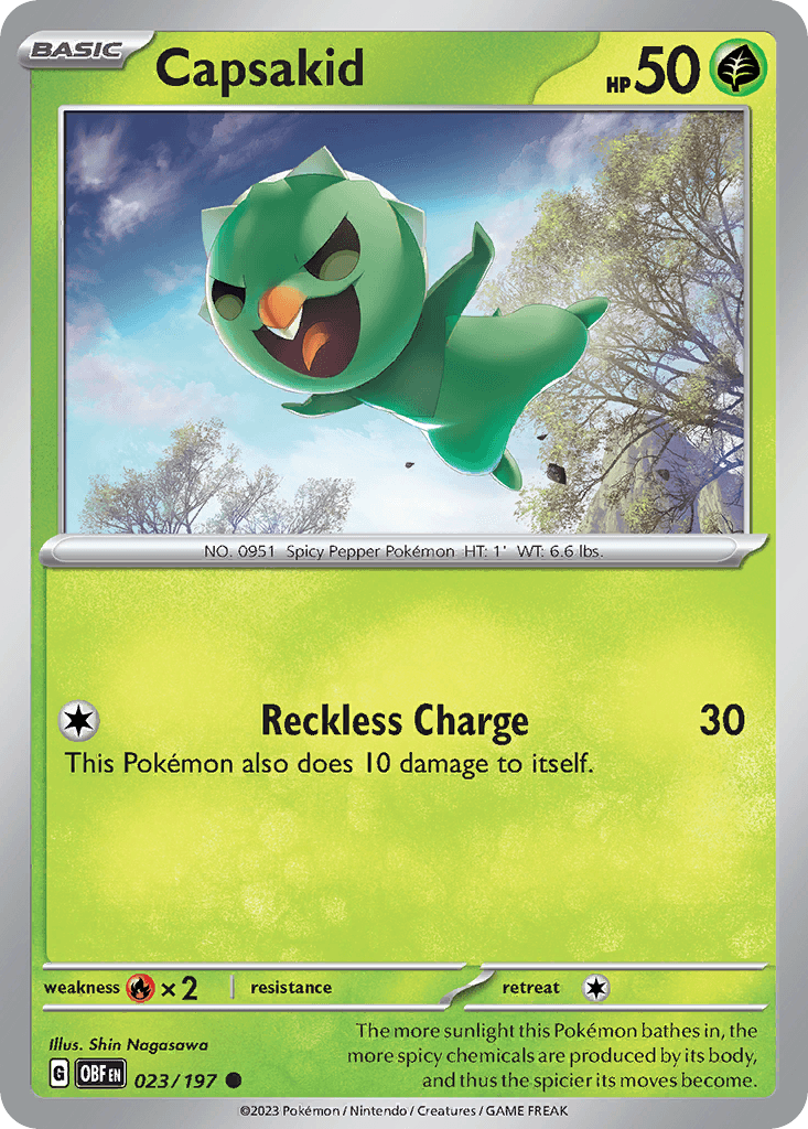 Capsakid - 023/197 — SV03: Obsidian Flames Pokémon TCG card by Shin Nagasawa