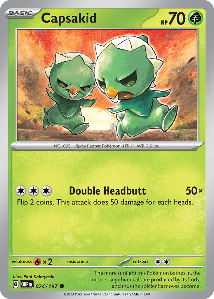 Capsakid - 024/197 — SV03: Obsidian Flames Pokémon TCG card by Pani Kobayashi