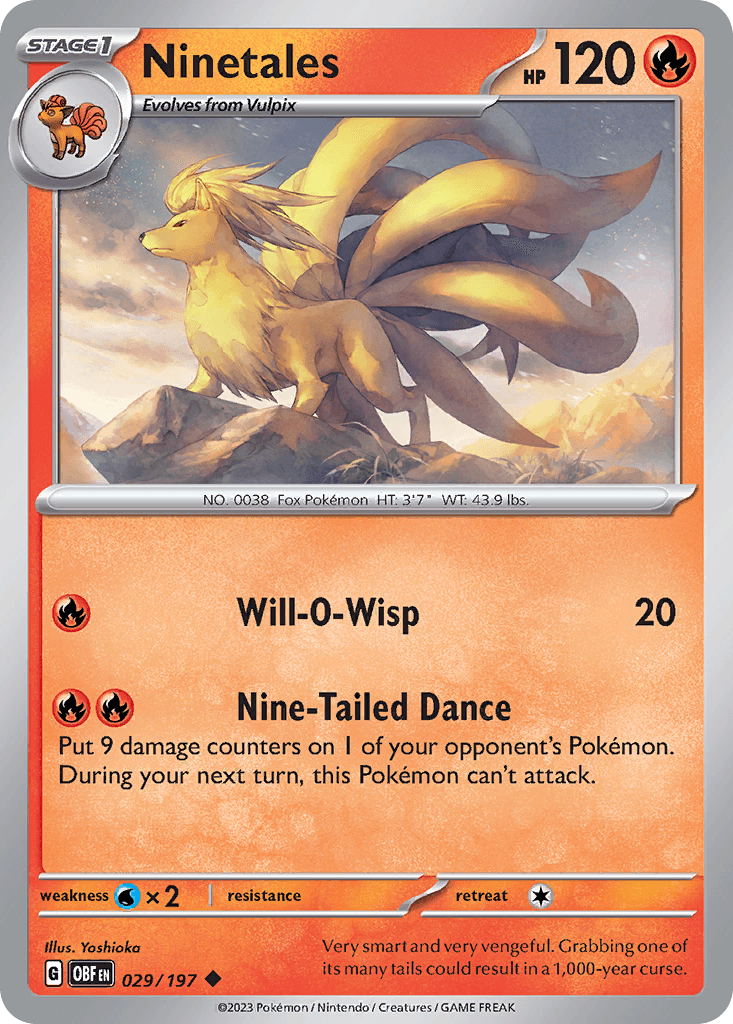 Ninetales — SV03: Obsidian Flames Pokémon TCG card by Yoshioka