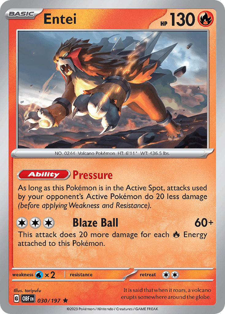 Entei — SV03: Obsidian Flames Pokémon TCG card by toriyufu
