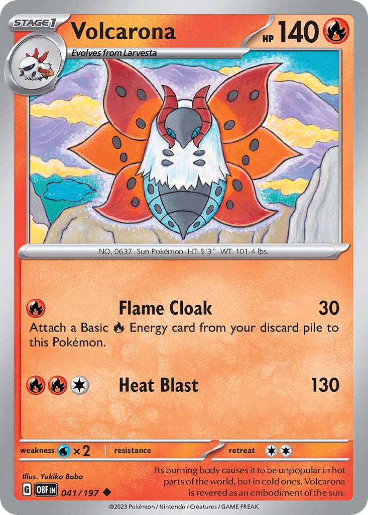 Volcarona — SV03: Obsidian Flames Pokémon TCG card by Yukiko Baba