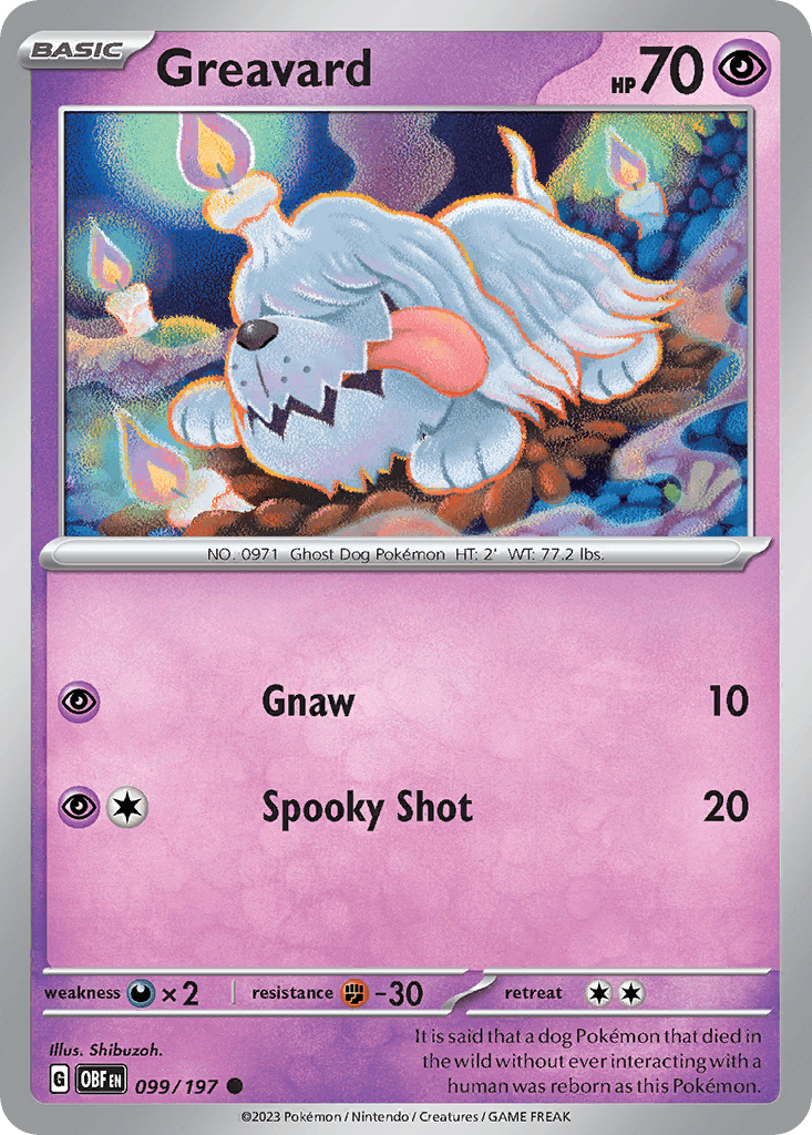 Greavard - 099/197 — SV03: Obsidian Flames Pokémon TCG card by Shibuzoh.