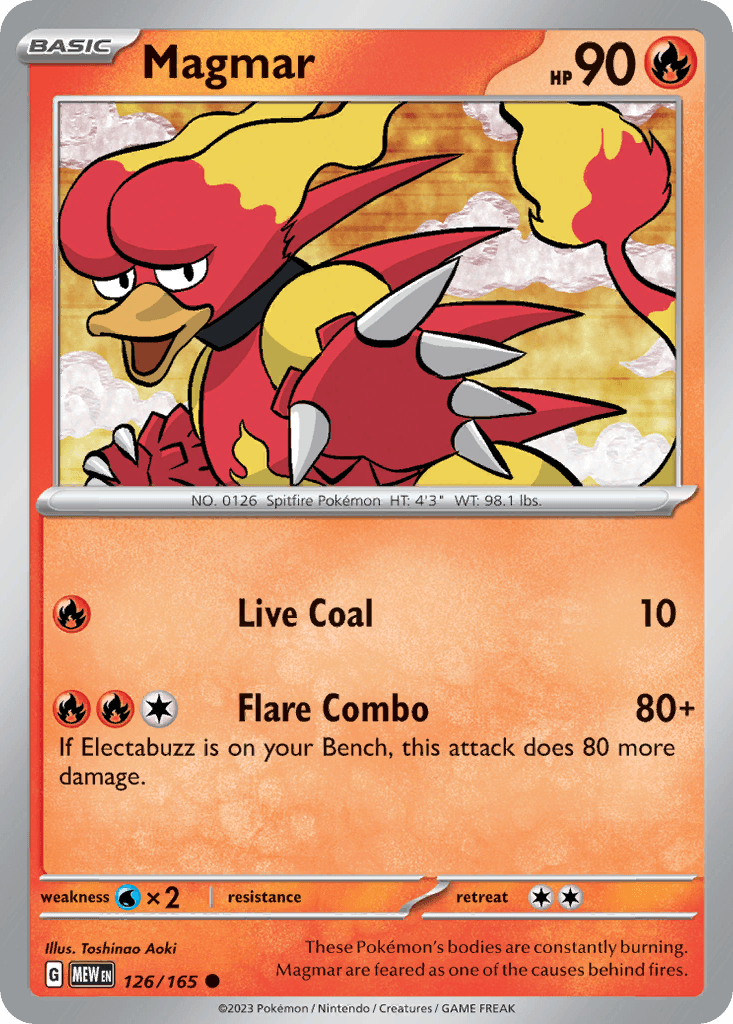 Magmar — SV: Scarlet & Violet 151 Pokémon TCG card by Toshinao Aoki