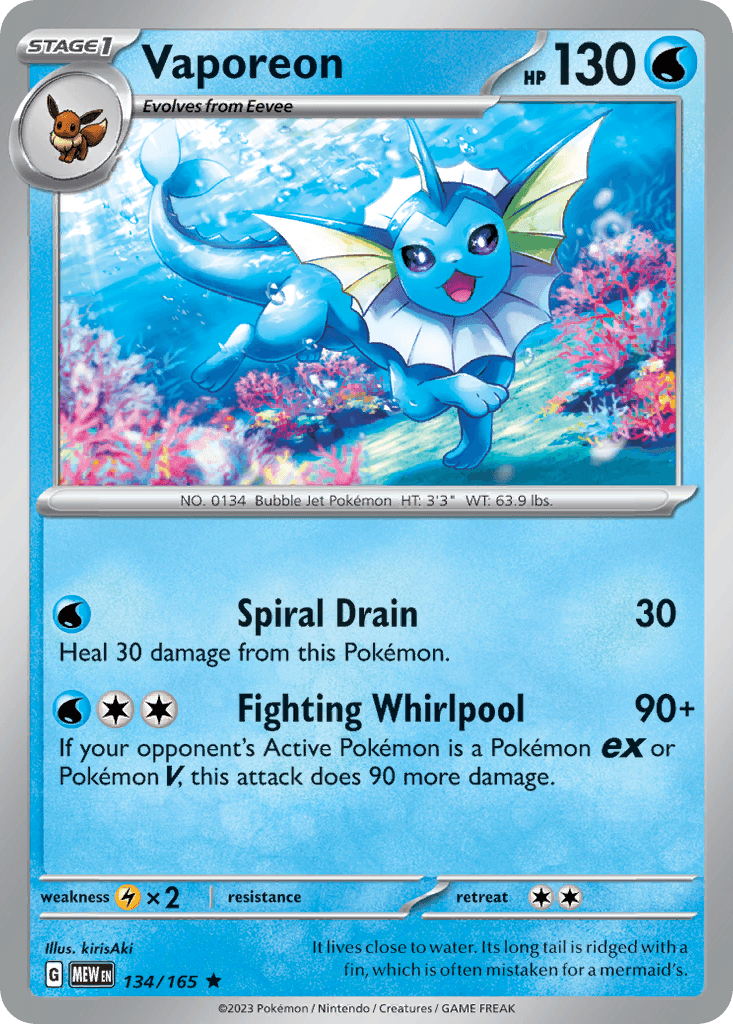 Vaporeon — SV: Scarlet & Violet 151 Pokémon TCG card by kirisAki