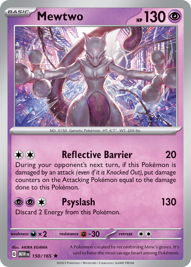Mewtwo — SV: Scarlet & Violet 151 Pokémon TCG card by AKIRA EGAWA