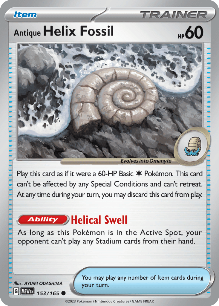 Antique Helix Fossil — SV: Scarlet & Violet 151 Pokémon TCG card by AYUMI ODASHIMA
