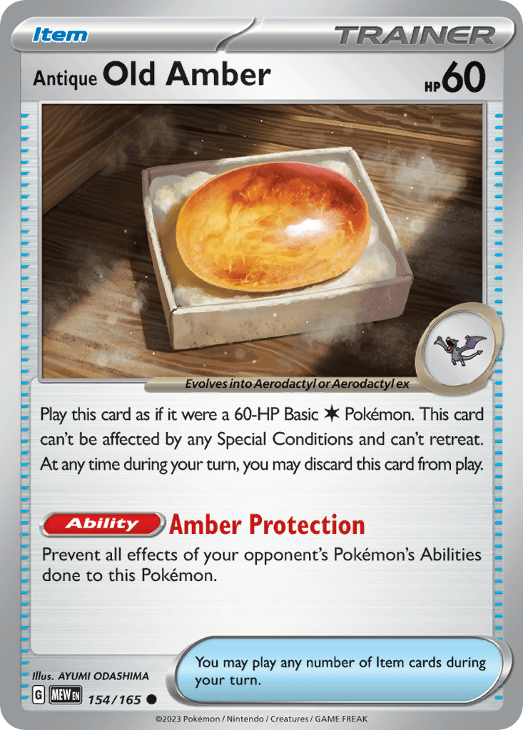 Antique Old Amber — SV: Scarlet & Violet 151 Pokémon TCG card by AYUMI ODASHIMA