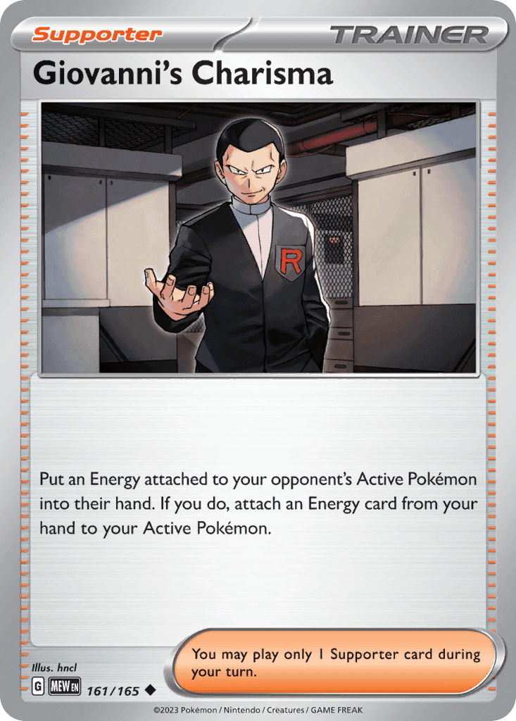 Giovanni's Charisma - 161/165 — SV: Scarlet & Violet 151 Pokémon TCG card by hncl
