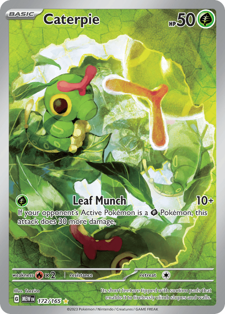 Caterpie - 172/165 — SV: Scarlet & Violet 151 Pokémon TCG card by Teeziro