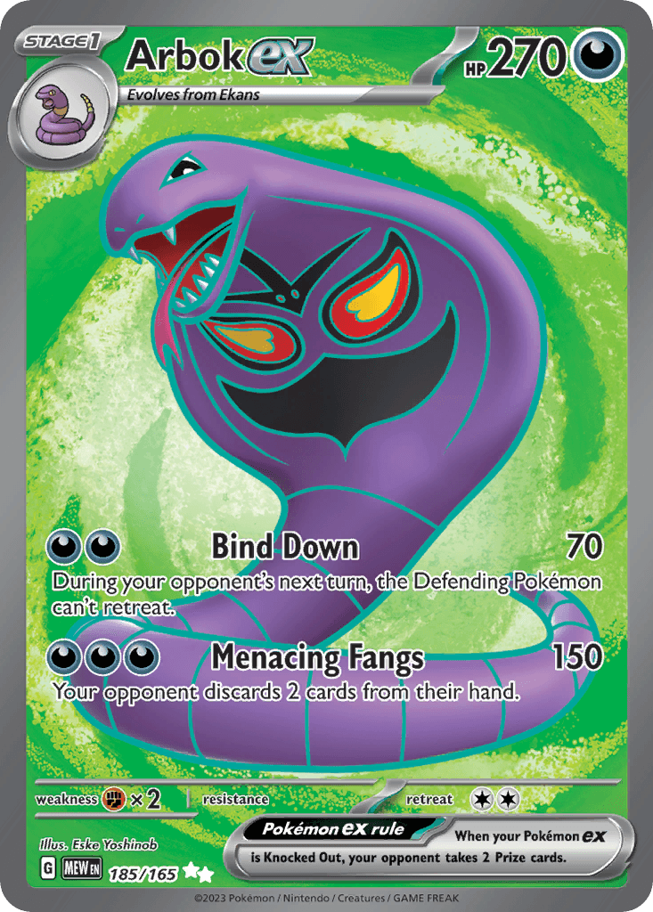 Arbok ex - 185/165 — SV: Scarlet & Violet 151 Pokémon TCG card by Eske Yoshinob