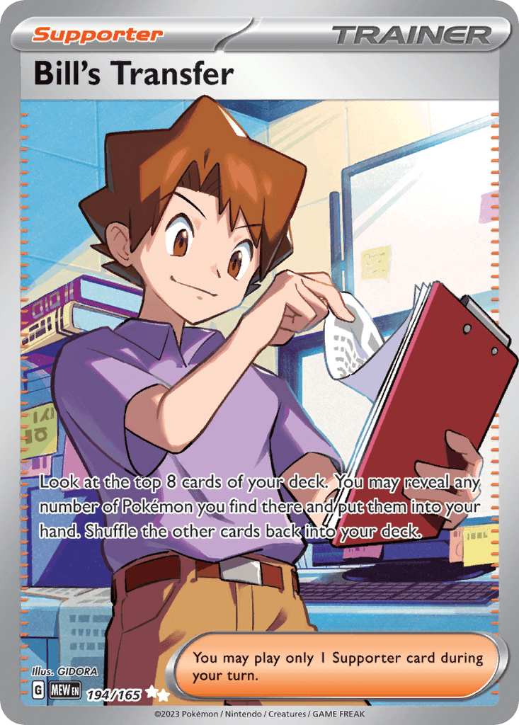 Bill's Transfer - 194/165 — SV: Scarlet & Violet 151 Pokémon TCG card by GIDORA