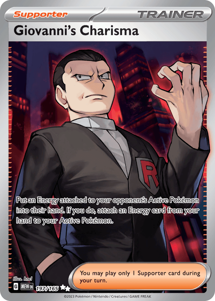 Giovanni's Charisma - 197/165 — SV: Scarlet & Violet 151 Pokémon TCG card by hncl