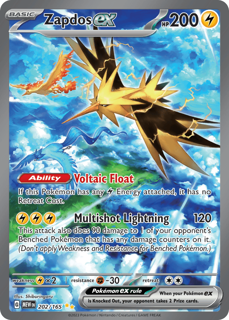 Zapdos ex - 202/165 — Pokémon TCG card