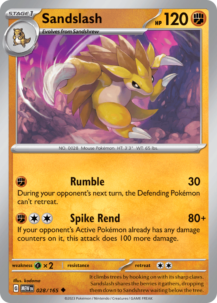 Sandslash — SV: Scarlet & Violet 151 Pokémon TCG card by kodama