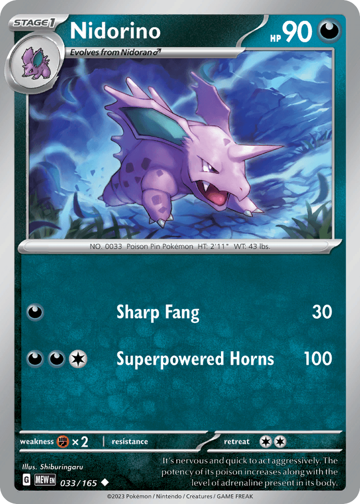 Nidorino — SV: Scarlet & Violet 151 Pokémon TCG card by Shiburingaru