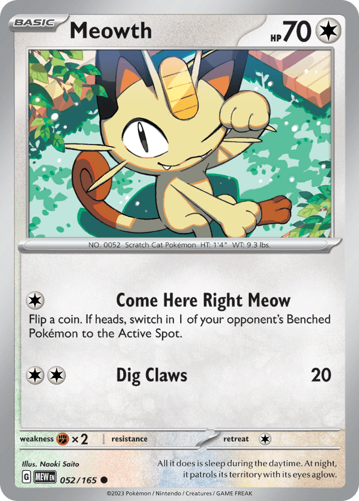 Meowth — SV: Scarlet & Violet 151 Pokémon TCG card by Naoki Saito