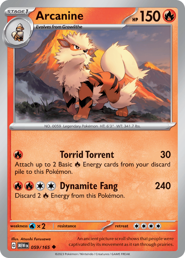 Arcanine — SV: Scarlet & Violet 151 Pokémon TCG card by Atsushi Furusawa