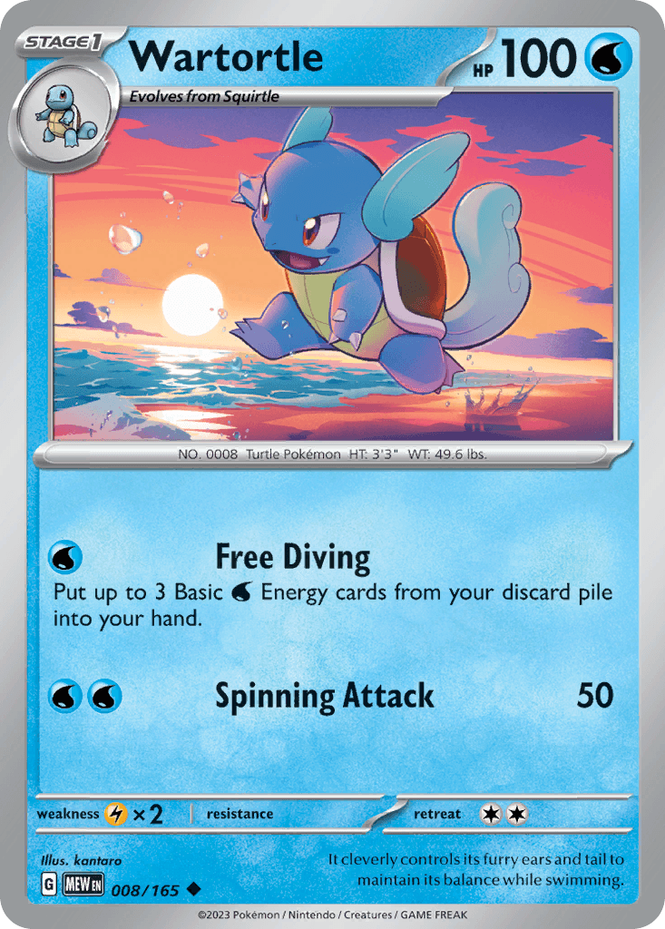 Wartortle - 008/165 — SV: Scarlet & Violet 151 Pokémon TCG card by kantaro