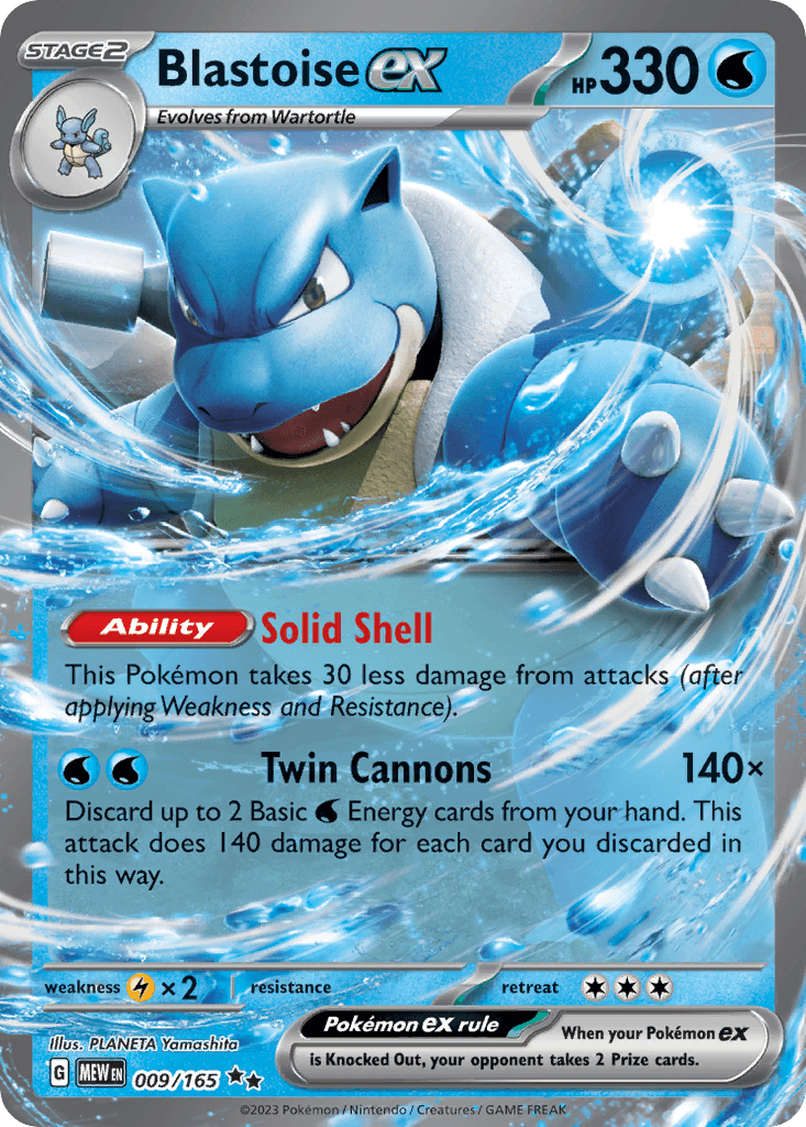 Blastoise ex - 009/165 — SV: Scarlet & Violet 151 Pokémon TCG card by PLANETA Yamashita