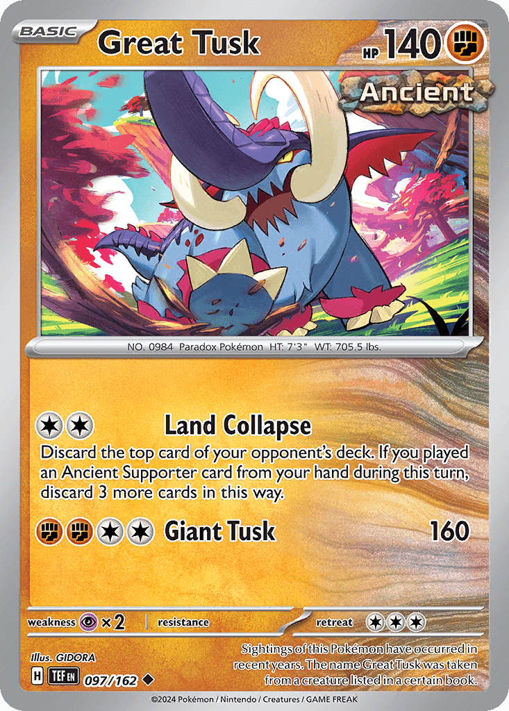 Great Tusk - 097/162 — Prize Pack Series Cards Pokémon TCG card by GIDORA