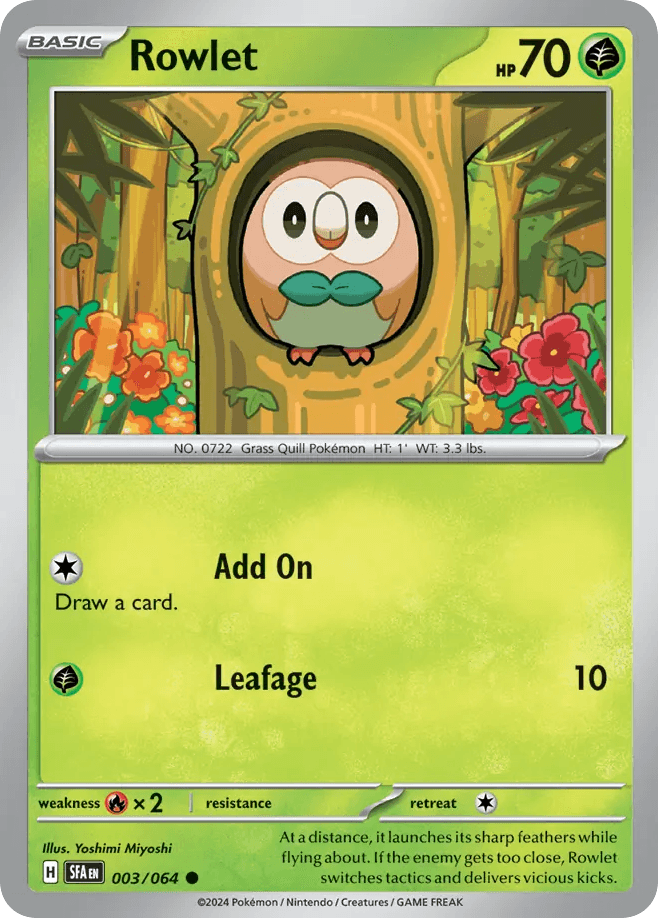 Rowlet — SV: Shrouded Fable Pokémon TCG card by Yoshimi Miyoshi