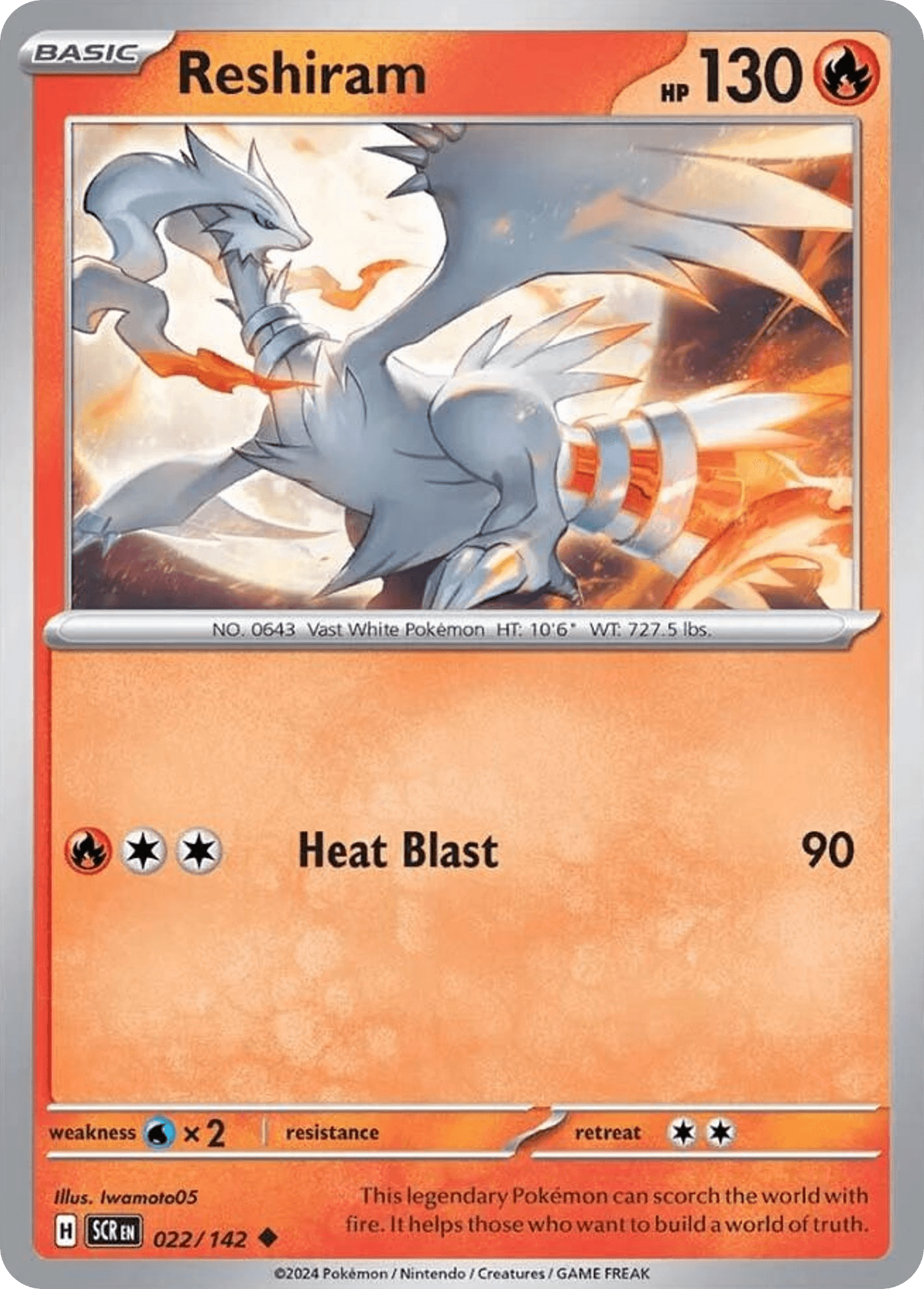 Reshiram (Stellar Crown Stamped) — Miscellaneous Cards & Products Pokémon TCG card by Iwamoto05