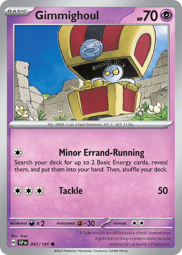 Gimmighoul — SV08: Surging Sparks Pokémon TCG card by Ken Sugimori