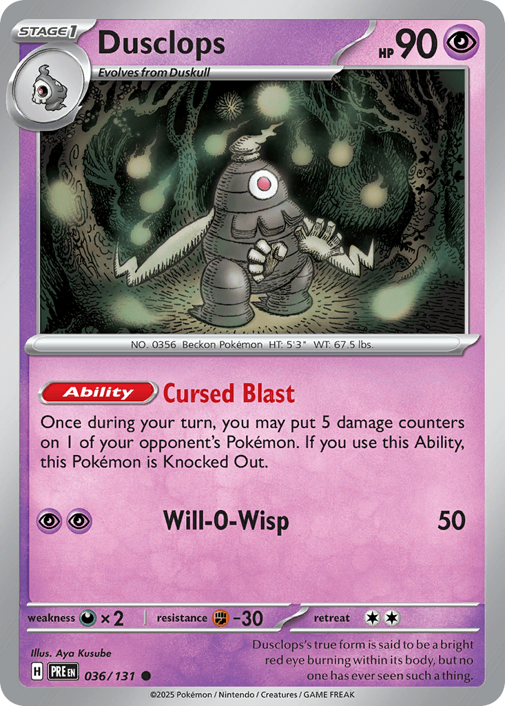 Dusclops (Master Ball Pattern) — SV: Prismatic Evolutions Pokémon TCG card by Aya Kusube