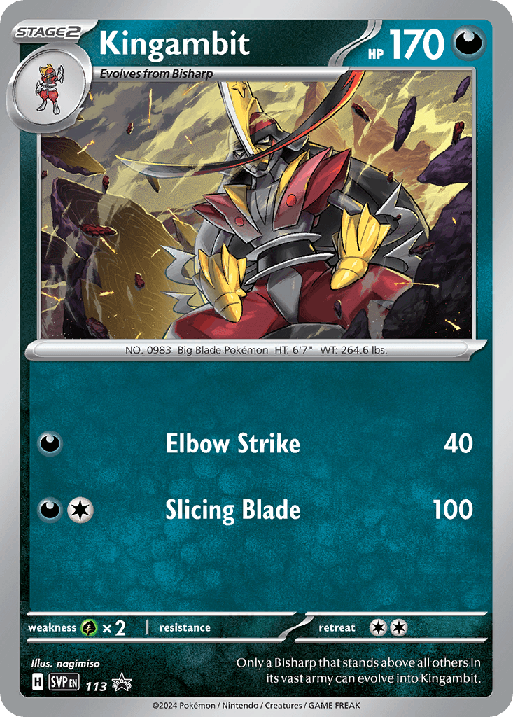 Kingambit — SV: Scarlet & Violet Promo Cards Pokémon TCG card by nagimiso