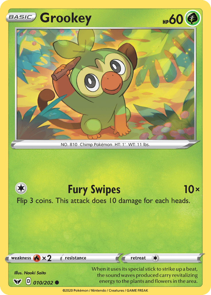 Grookey — SWSH01: Sword & Shield Base Set Pokémon TCG card by Naoki Saito