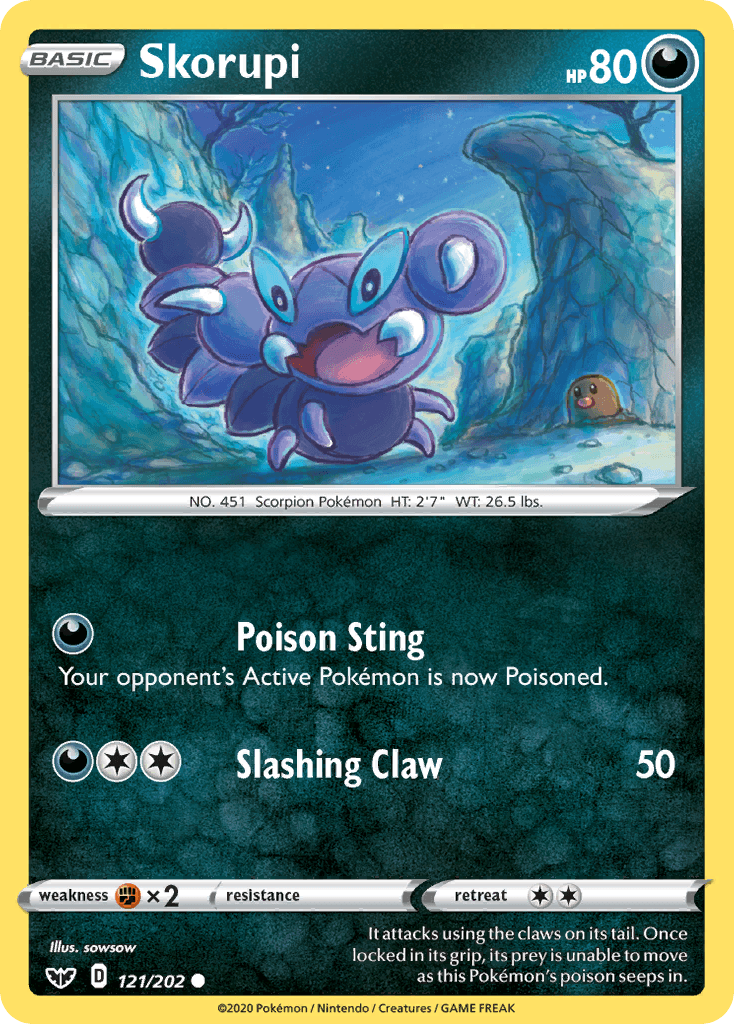 Skorupi — SWSH01: Sword & Shield Base Set Pokémon TCG card by sowsow