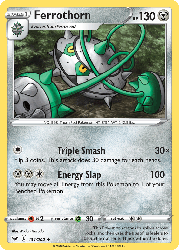 Ferrothorn — SWSH01: Sword & Shield Base Set Pokémon TCG card by Midori Harada