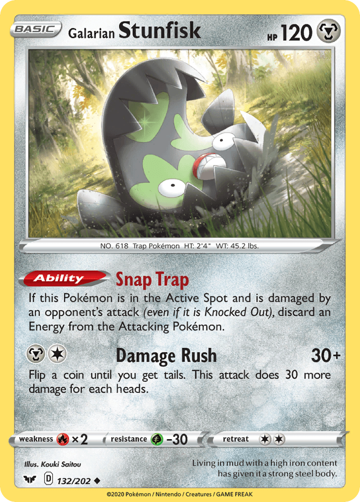 Galarian Stunfisk — SWSH01: Sword & Shield Base Set Pokémon TCG card by Kouki Saitou