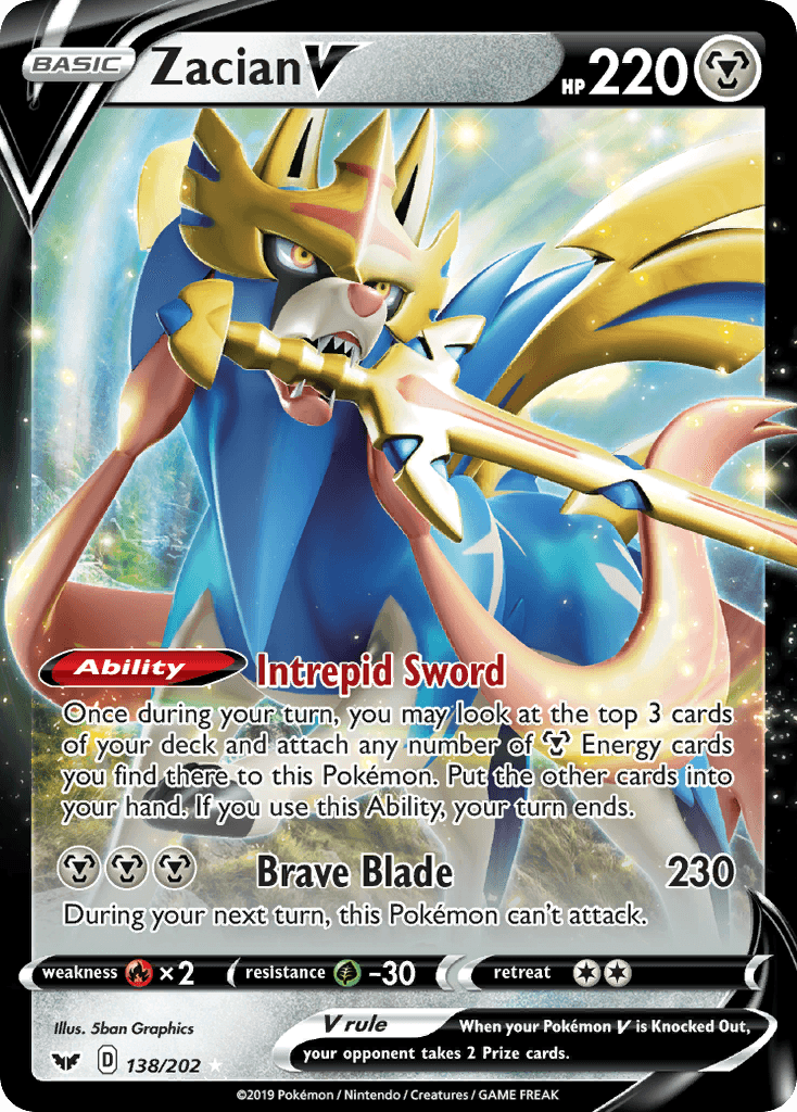 Zacian V - 138/202 — Jumbo Cards Pokémon TCG card by Sban Graphics