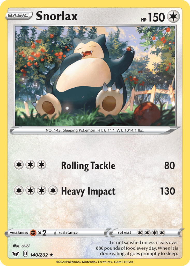 Snorlax — SWSH01: Sword & Shield Base Set Pokémon TCG card by chibi