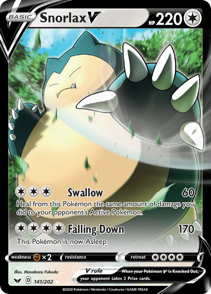 Snorlax V — SWSH01: Sword & Shield Base Set Pokémon TCG card by Masakazu Fukuda