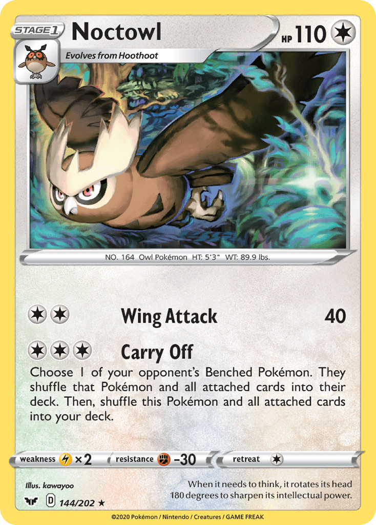 Noctowl — SWSH01: Sword & Shield Base Set Pokémon TCG card by kawayoo