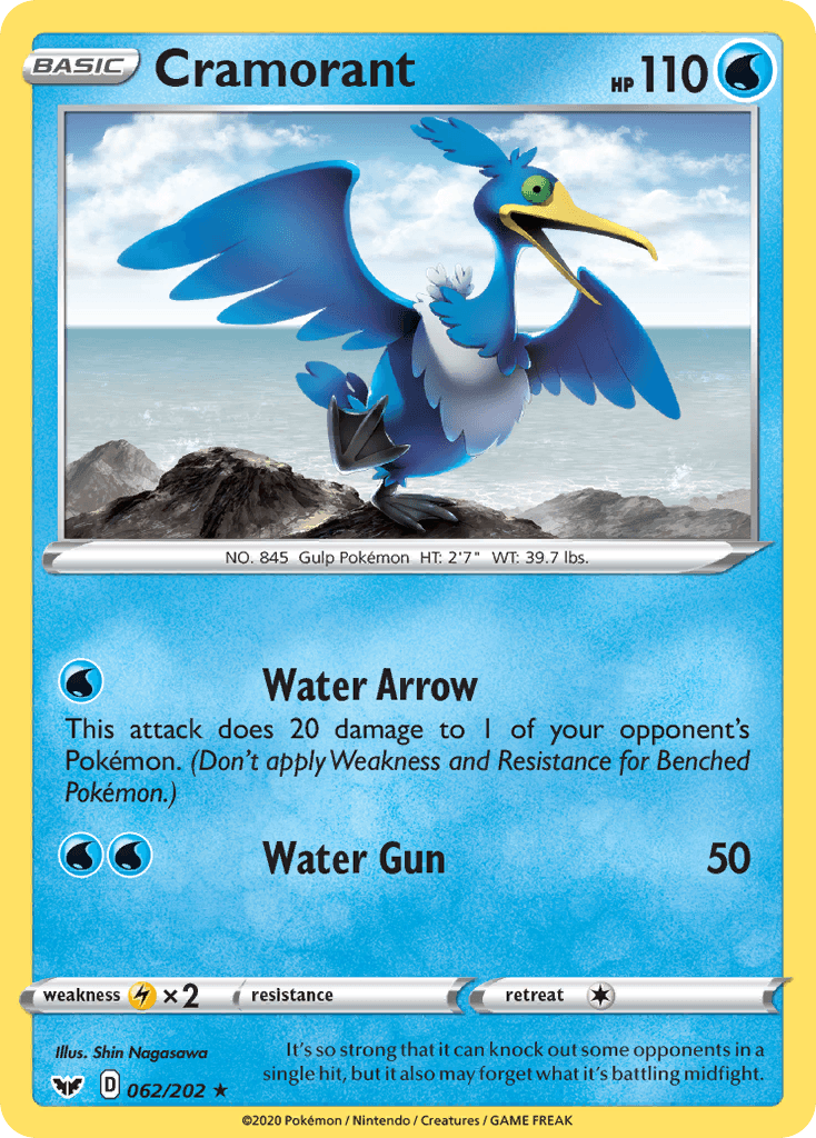 Cramorant — SWSH01: Sword & Shield Base Set Pokémon TCG card by Shin Nagasawa