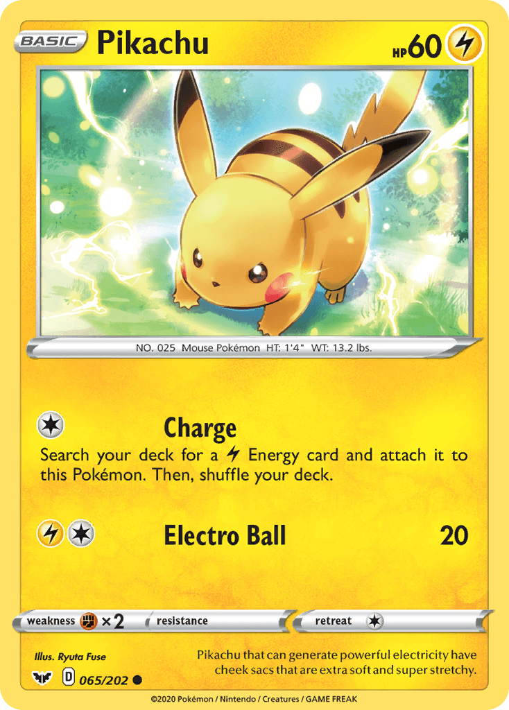 Pikachu — SWSH01: Sword & Shield Base Set Pokémon TCG card by Ryuta Fuse