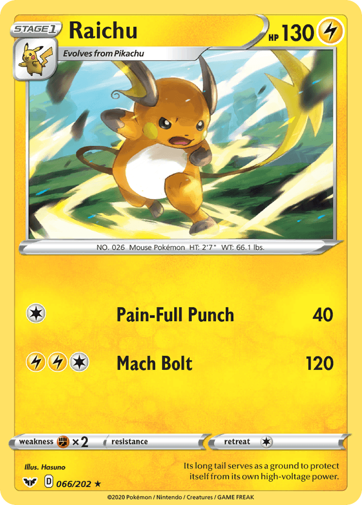 Raichu — SWSH01: Sword & Shield Base Set Pokémon TCG card by Hasuno